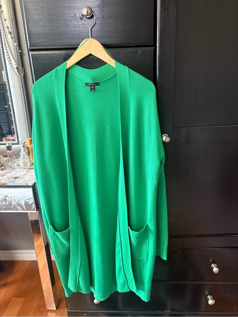 RW&CO. Emerald Green Long Open Front Cardigan Size M
